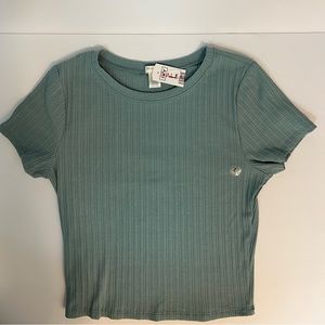 Womens Green Bozzolo shirt Crop top Style Size Large
